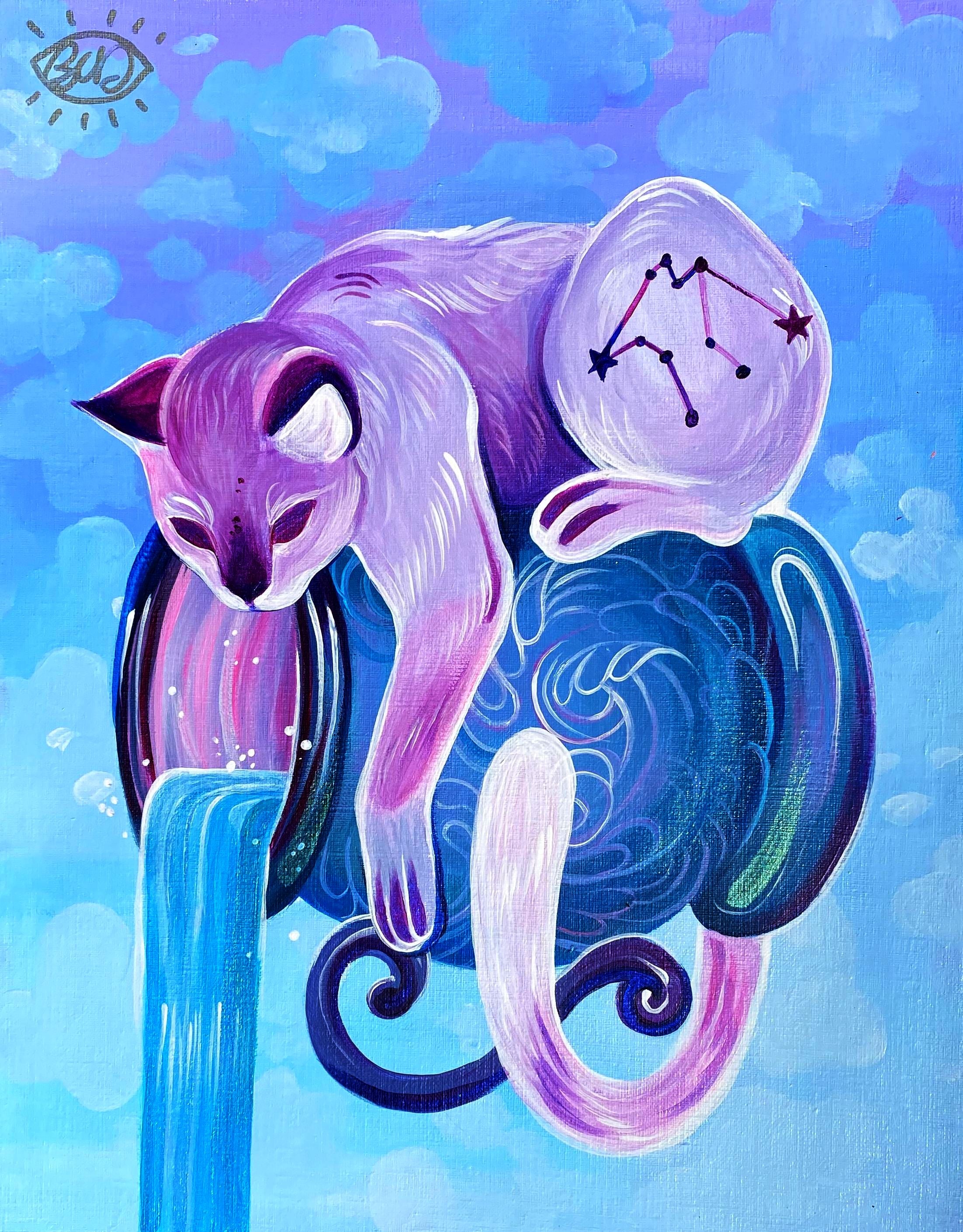 Aquarius Cat - Art Print