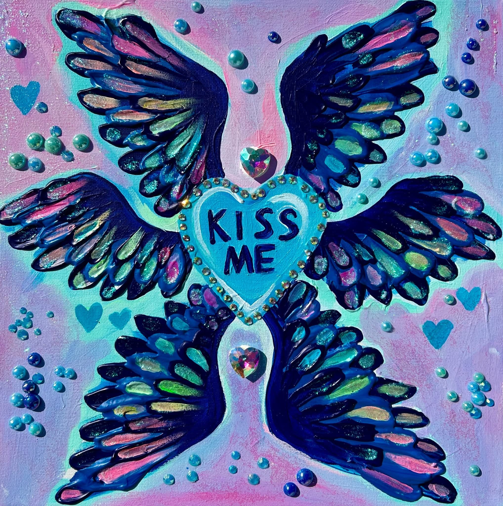 Blue Candy Heart - Acrylic Painting